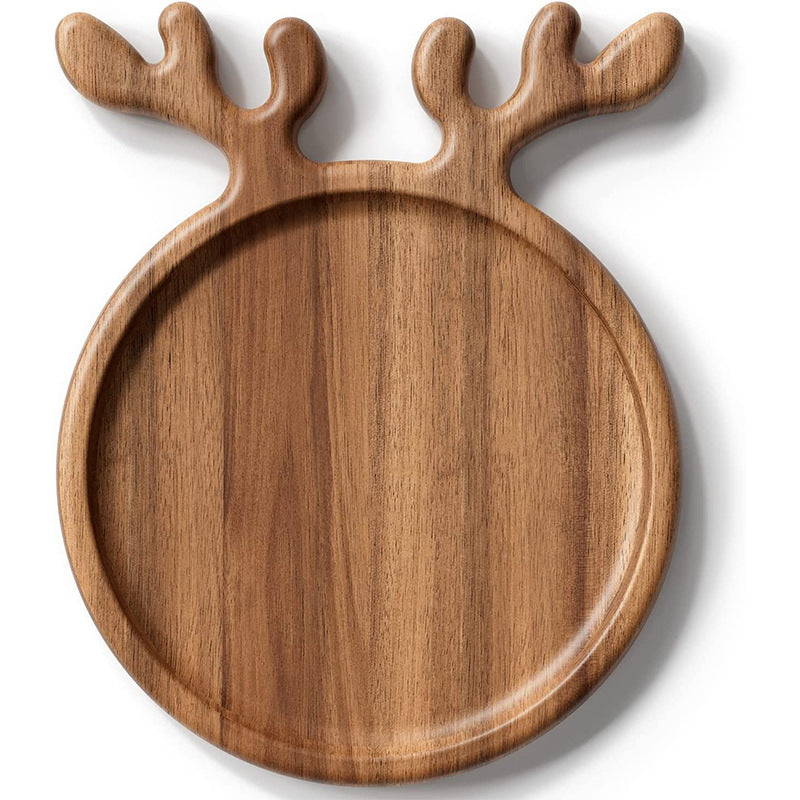 Christmas Antler Acacia Wood Cheese Board – Elegant Holiday Serving Tray