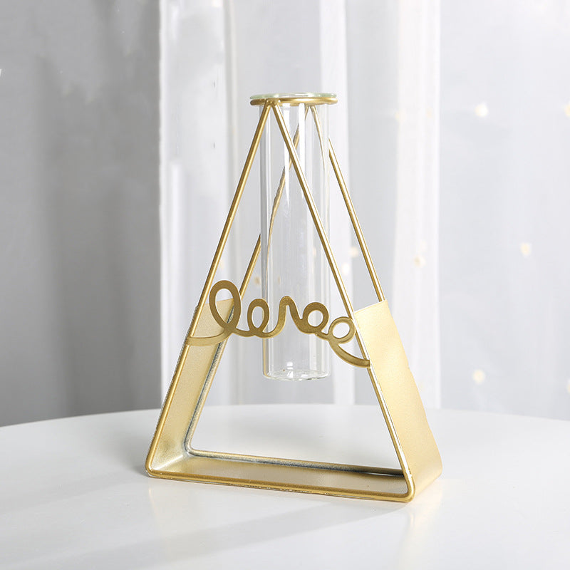 Simple metal decorative test tube hydroponic vase