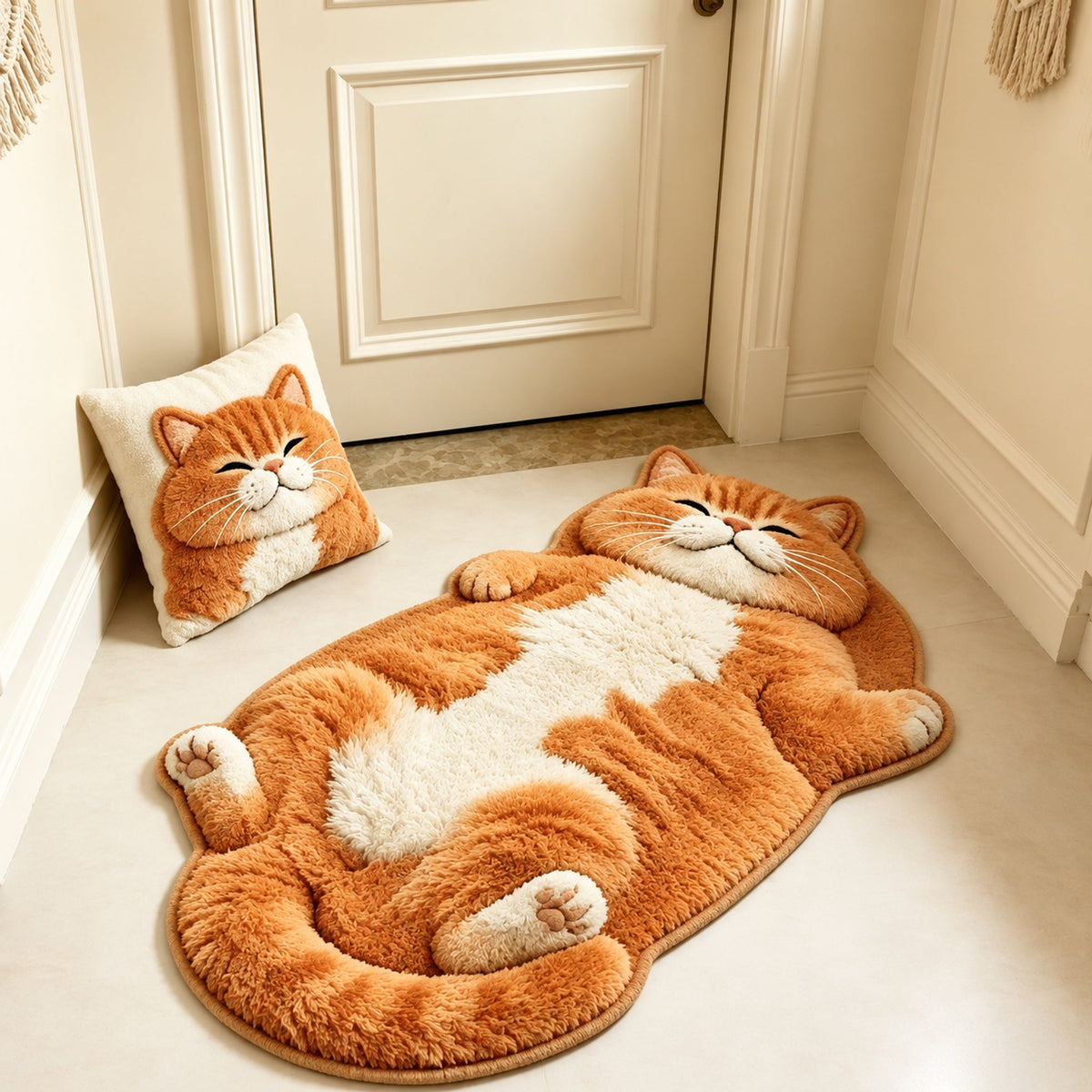 Chubby Tabby Cat Shaped Rug π±π€