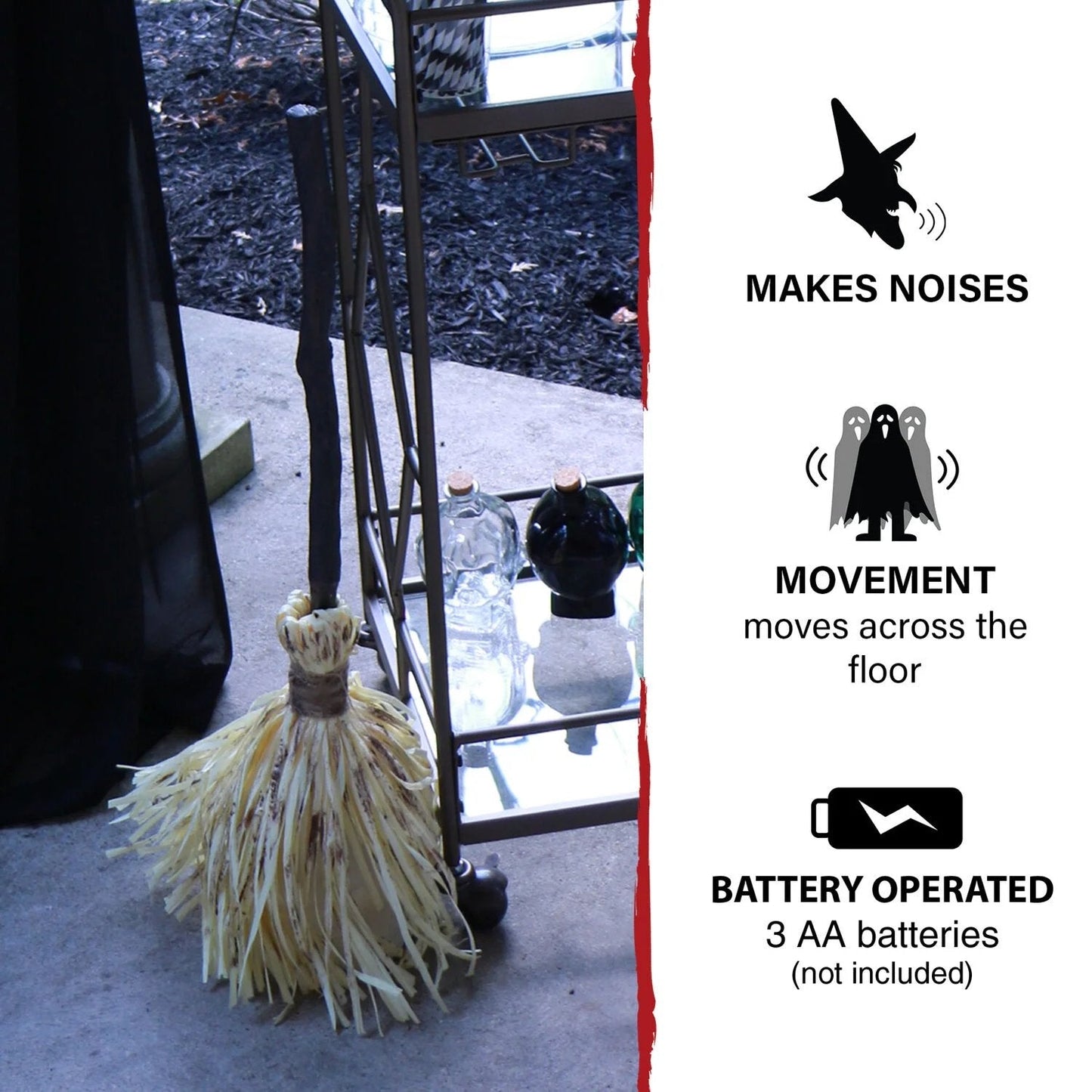 🧙♀️Halloween Witch Flying Broom With Spooky Laughing For Halloween Party Decoration Gift🧹