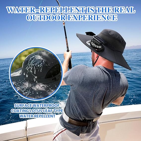 🔥Wide Brim Solar Fan Outdoor Fishing Hat-Solar & USB Charging