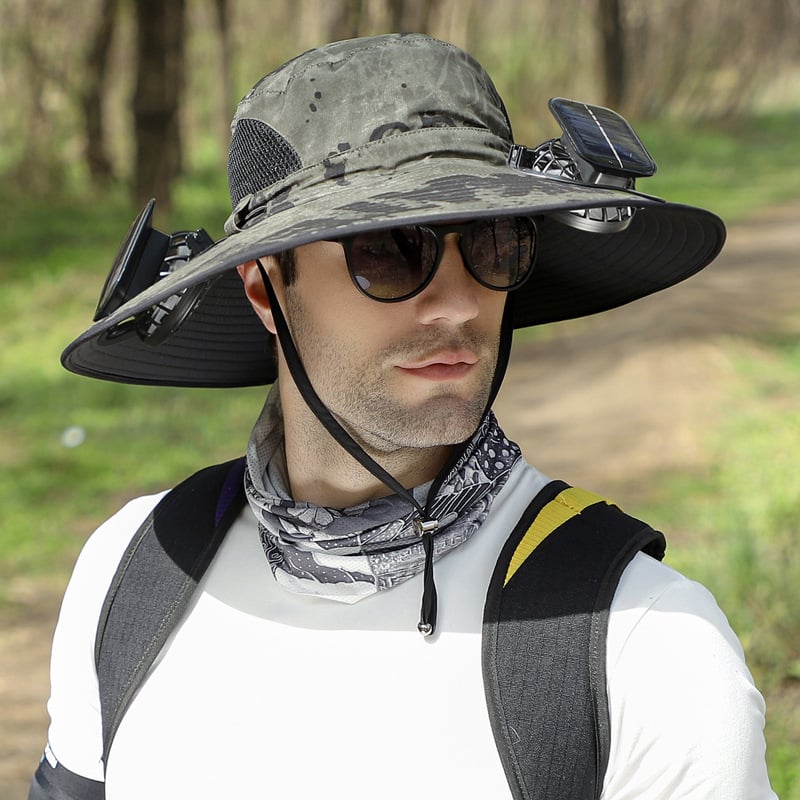 🔥Wide Brim Solar Fan Outdoor Fishing Hat-Solar & USB Charging