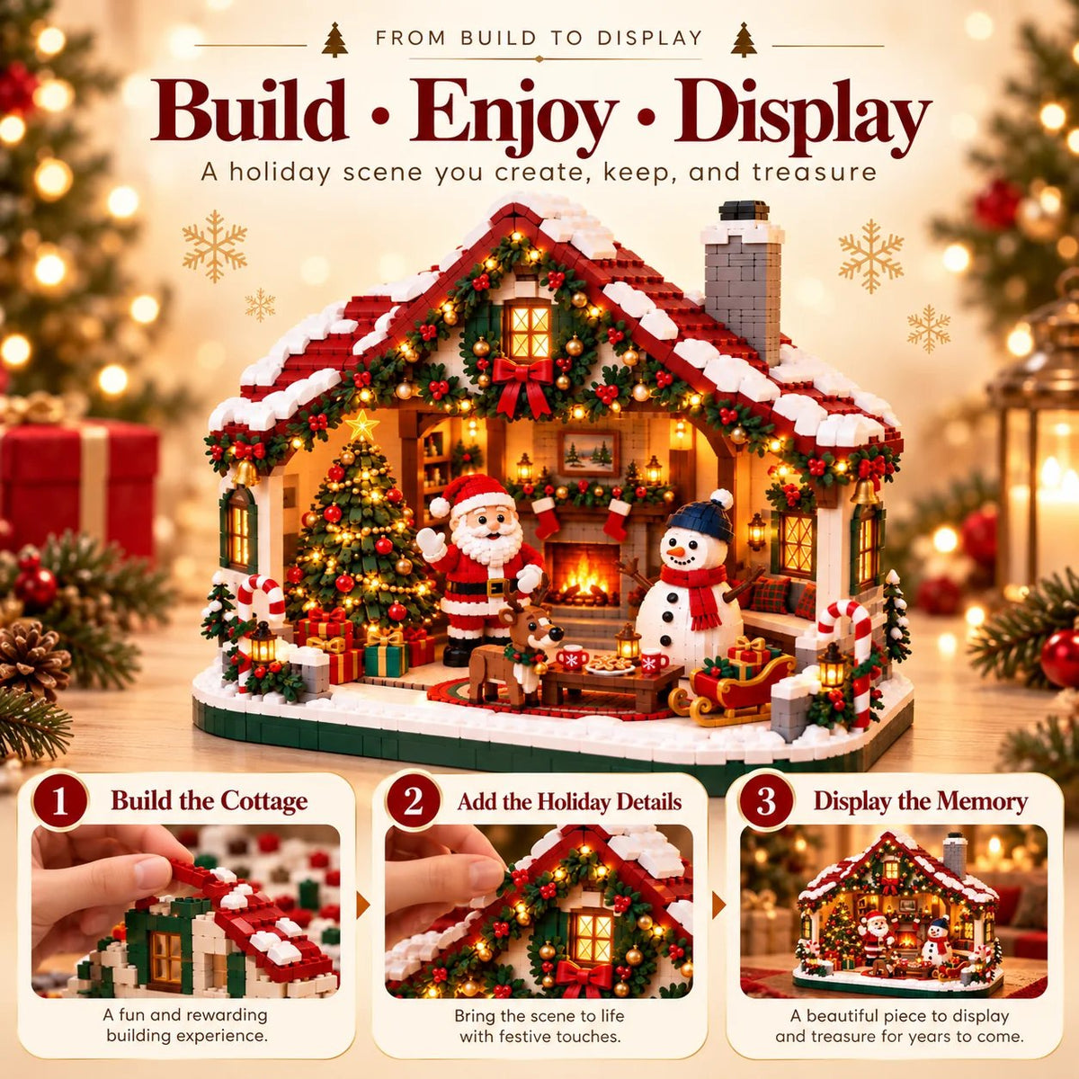 🎄 Cozy Christmas Cottage Building Set – Build Together, Create Memories & Display with Pride