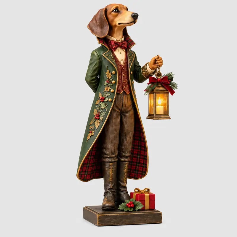 ๐๐ Christmas Dachshund Lantern Ornament | Victorian Butler Decor