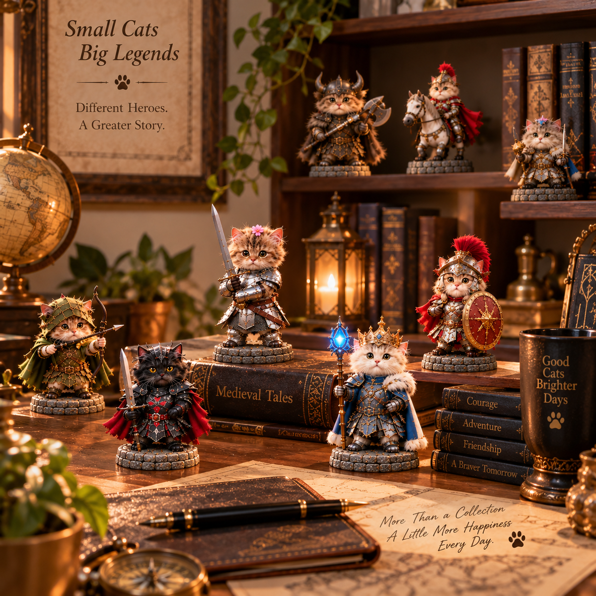 βοΈπ± 24 Days of Knight Cats Advent Calendar | 24 Fantasy Cat Figures