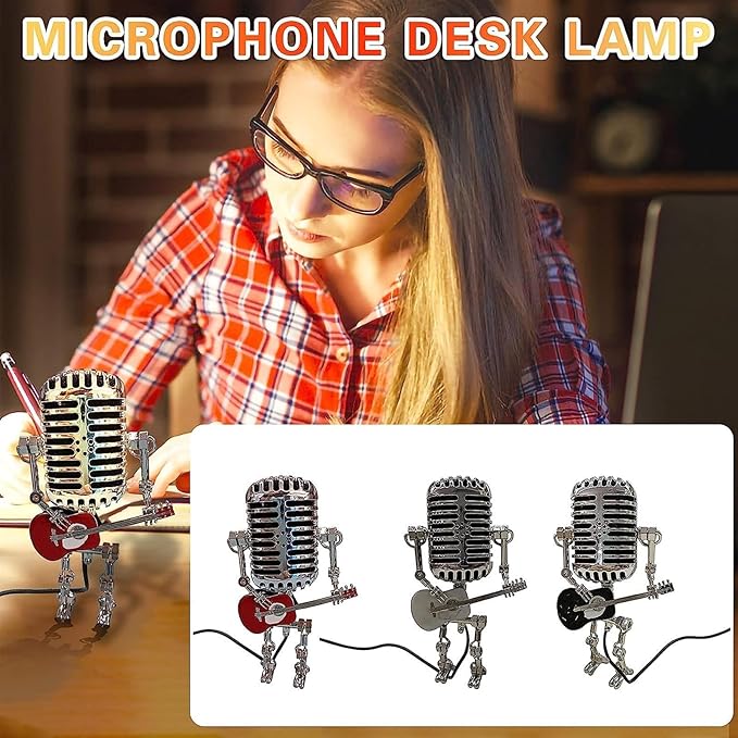 🔥🔥Vintage Metal Microphone Robot Desk Lamp