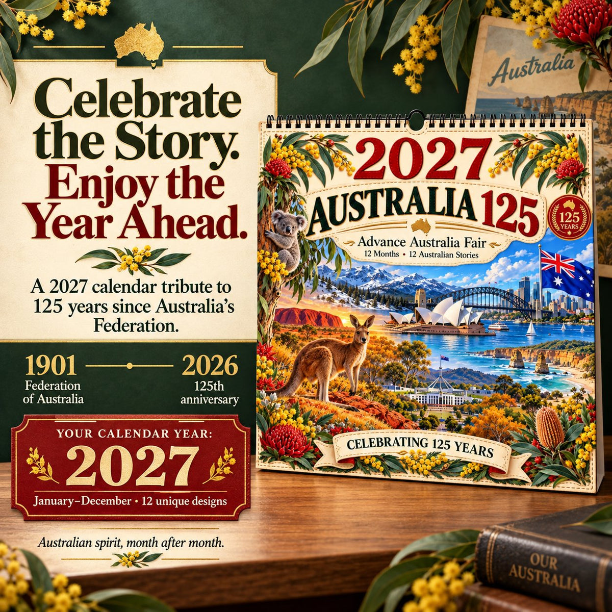 ๐ฅ๐ฆ2027 Australia 125th Anniversary Wall Calendar ๐จ