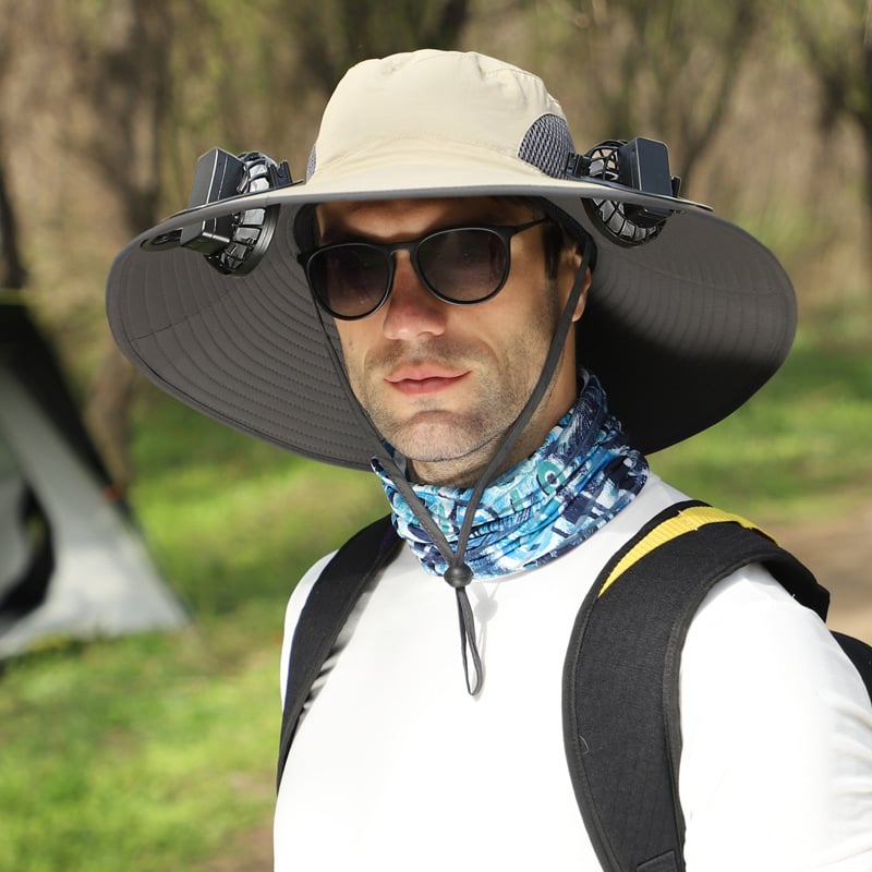 🔥Wide Brim Solar Fan Outdoor Fishing Hat-Solar & USB Charging