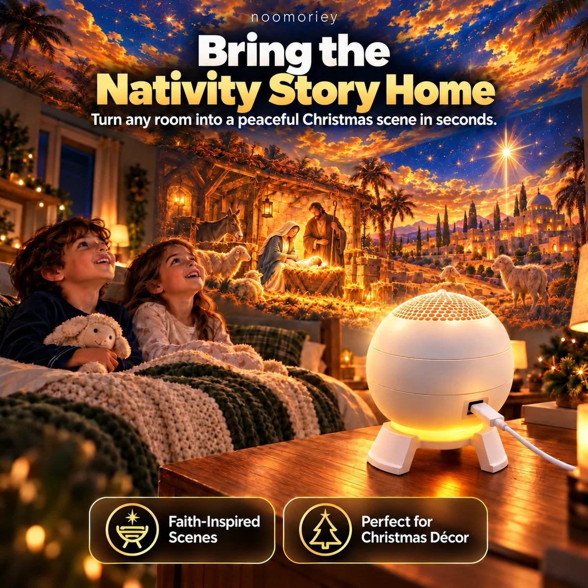 βοΈπ Nativity Christmas 5D Projection Light β Transform Any Room Into the Night of Bethlehem