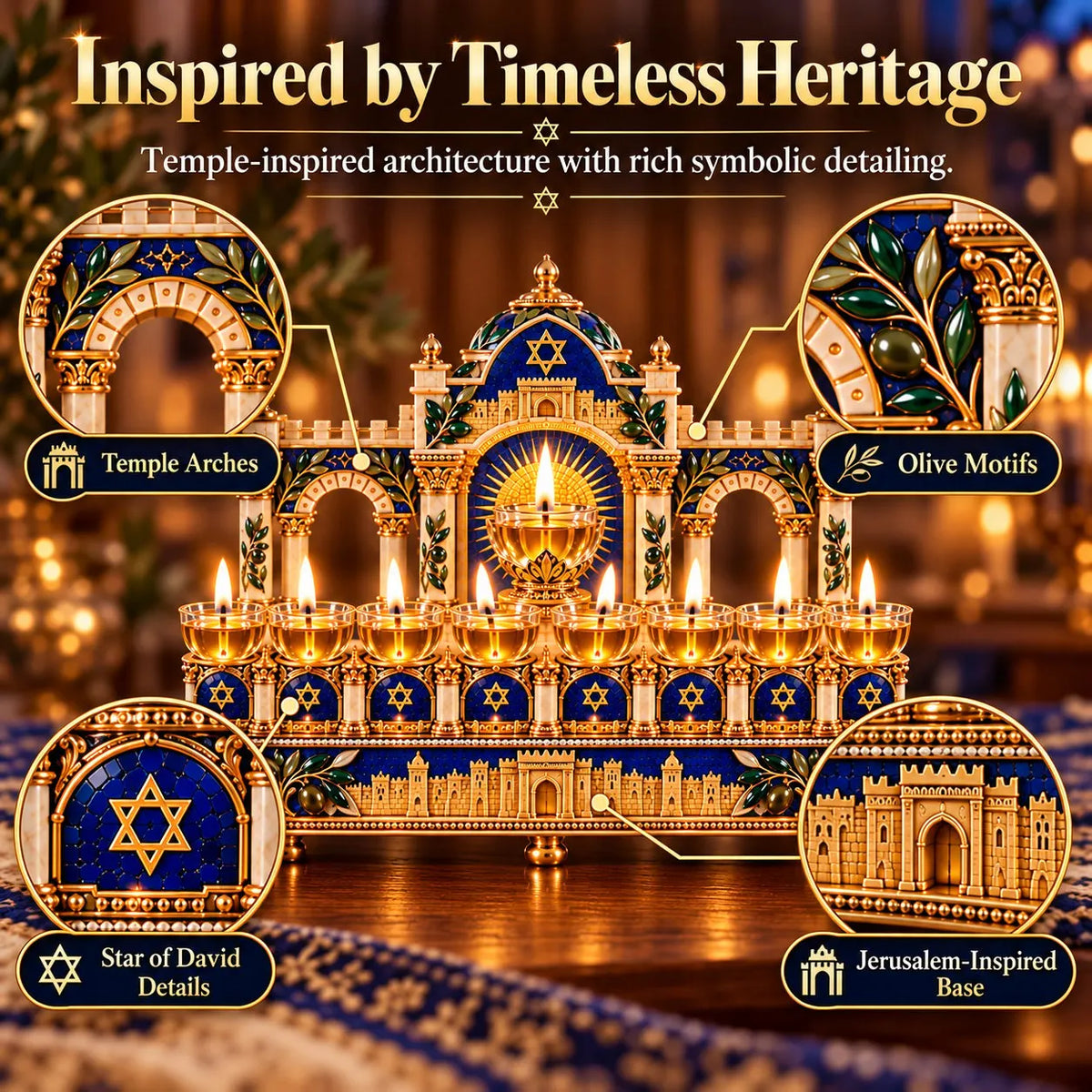 π Temple-Inspired Hanukkah 8-Night Light Centerpiece