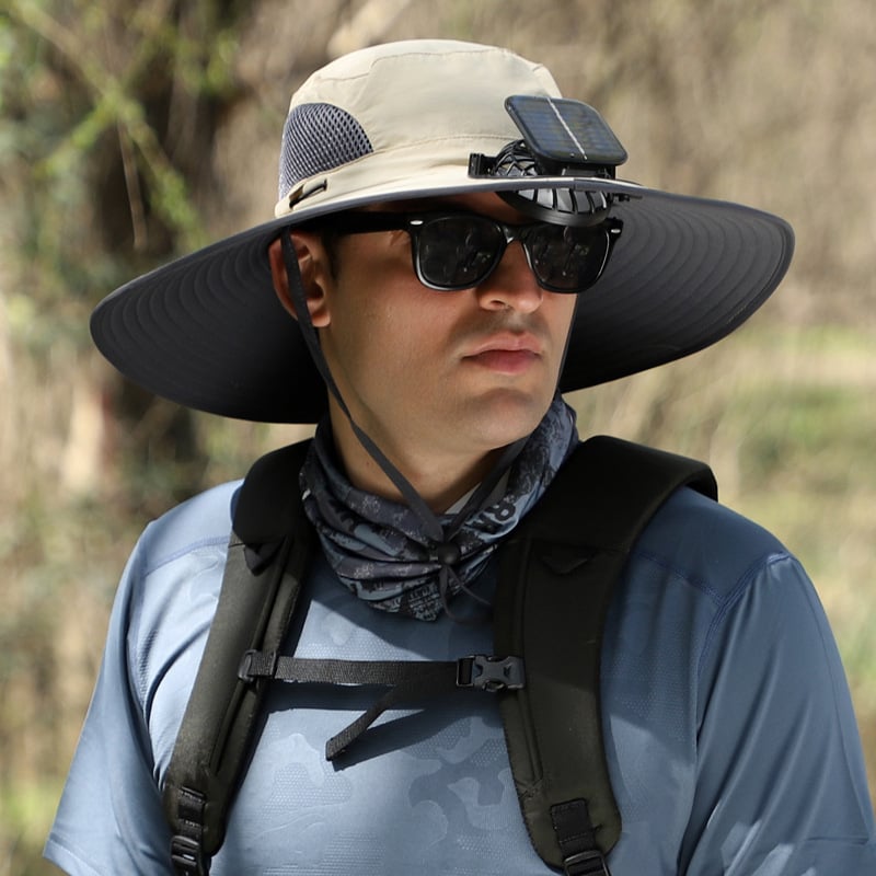 🔥Wide Brim Solar Fan Outdoor Fishing Hat-Solar & USB Charging