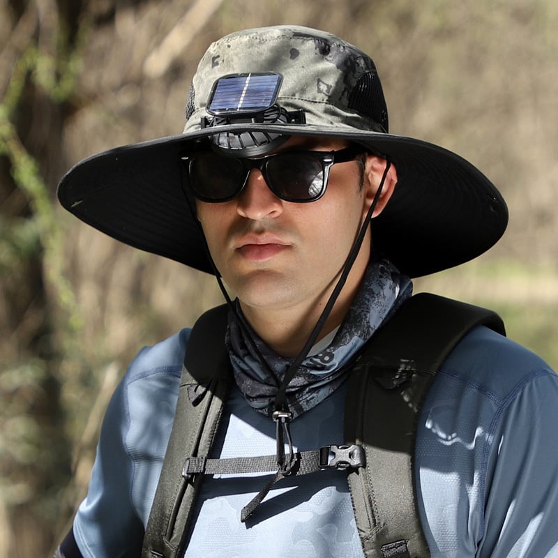 🔥Wide Brim Solar Fan Outdoor Fishing Hat-Solar & USB Charging