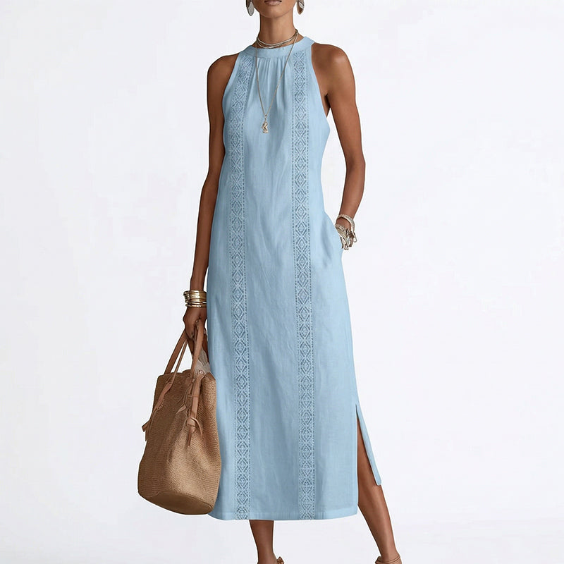 ✨2026 New Arrival 49%Off💖Women Halter Lace Panel Midi Dress——Buy 2, get free shipping!