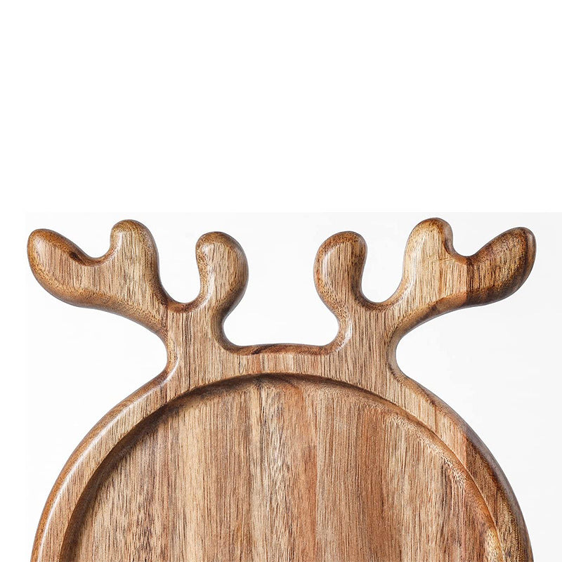 Christmas Antler Acacia Wood Cheese Board – Elegant Holiday Serving Tray