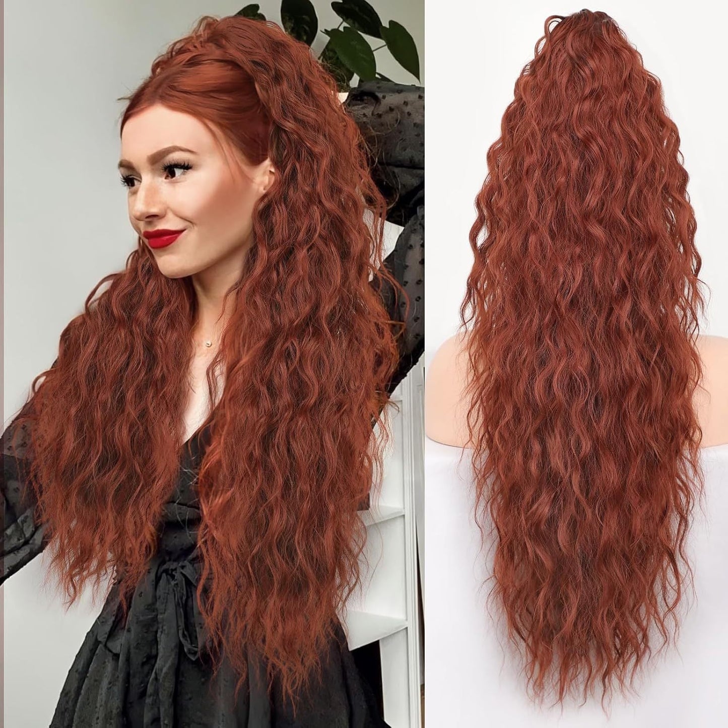 💖Clip-In Wave Ponytail Hair Extension Natural Fluffy African Style Wig💖