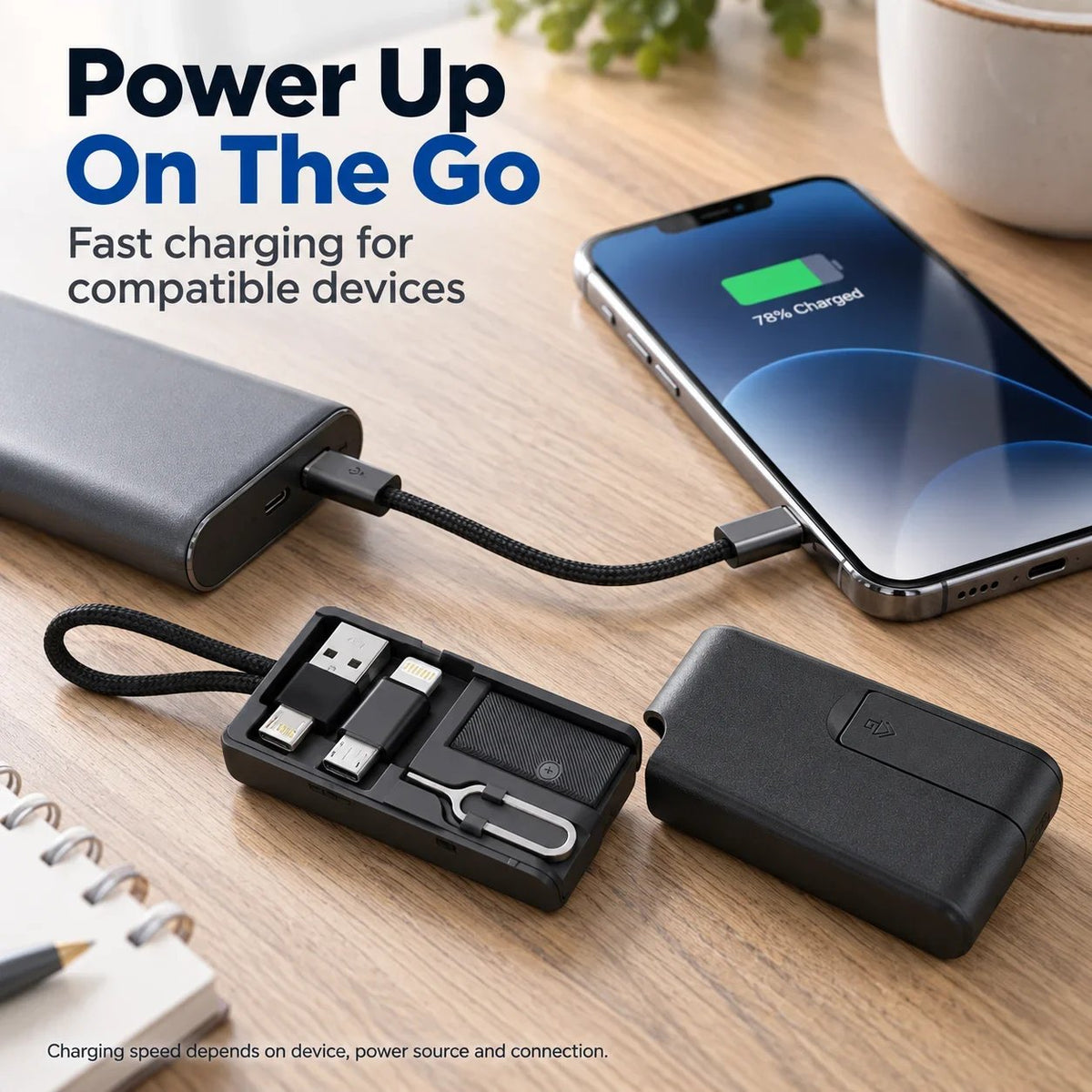 🔥 HOT SALE 🔥 49% OFF | 60W Fast Charging Cable Organizer Kit 🔌 Compact Travel Cable Storage Box with Multi-Connector Charging Set