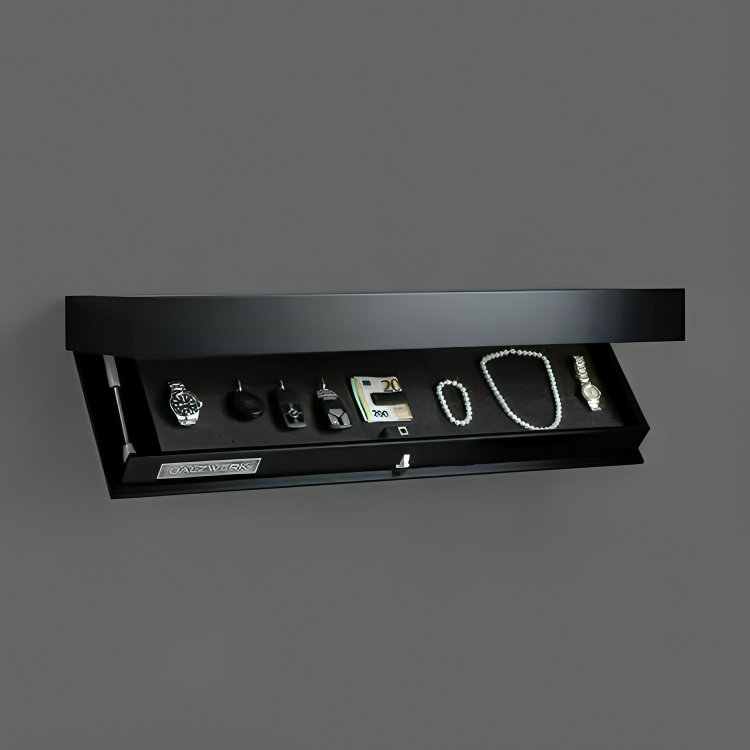 Wall-mounted shelf with secret compartment
