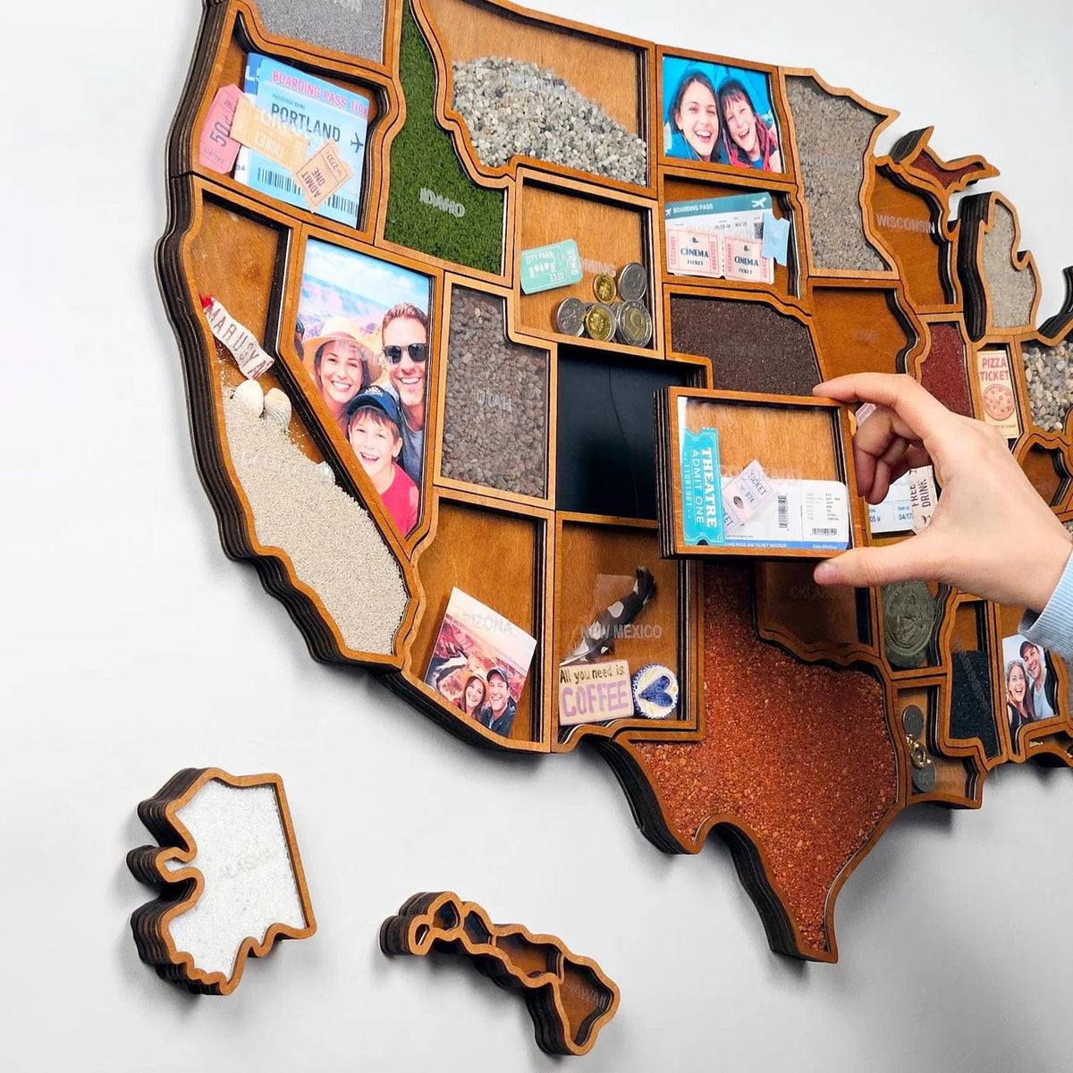 🎁 Personalized USA Travel Memory Map – Collect & Display Your Travel Keepsakes