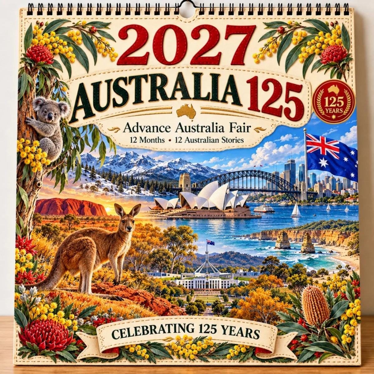🔥🦘2027 Australia 125th Anniversary Wall Calendar 🐨