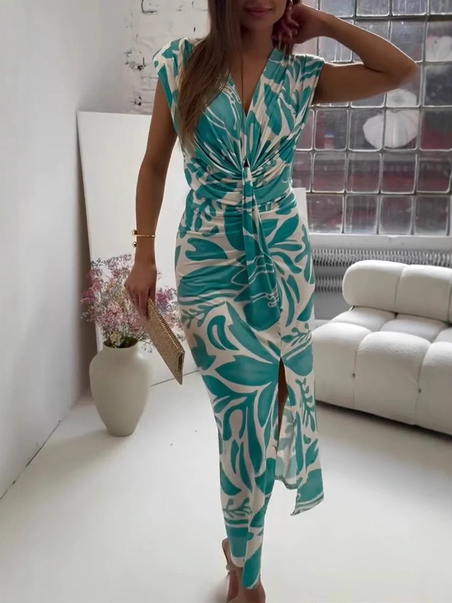 Sleeveless Printed Slit Dress(Almost Sold Out!)