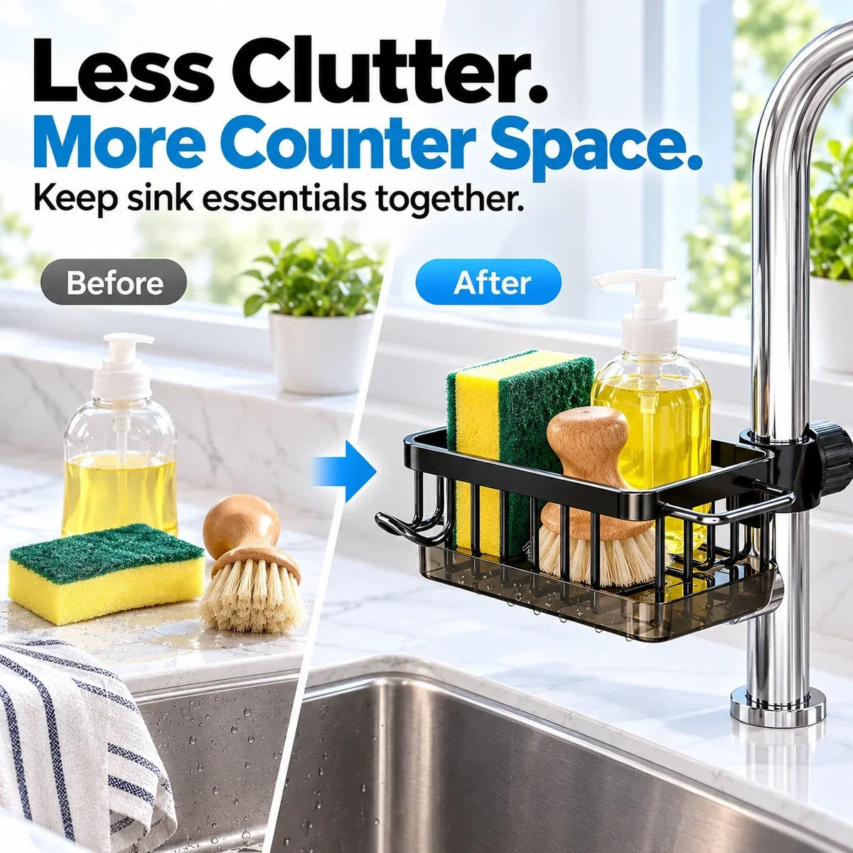 Faucet-Mounted Sink Caddy 🧺 Clutter-Free Sink Organizer