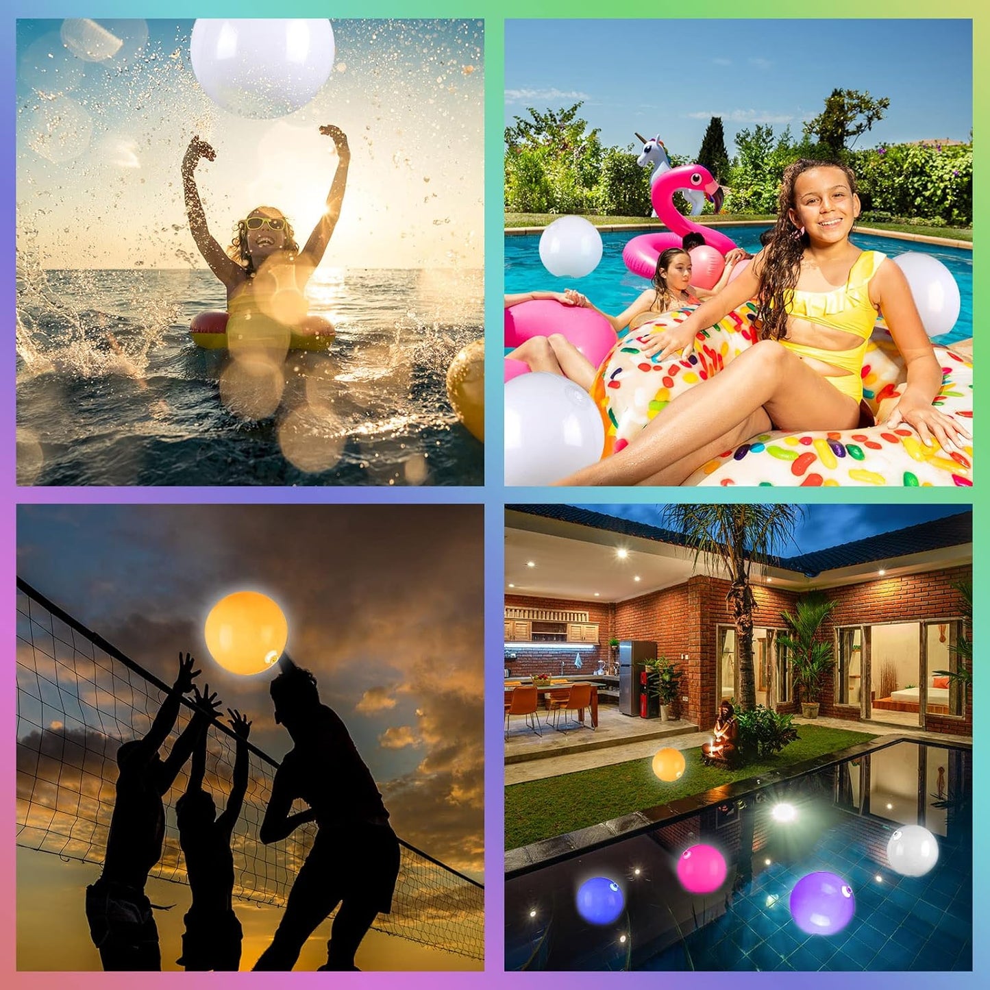 led light 16 colors glowing beach balls