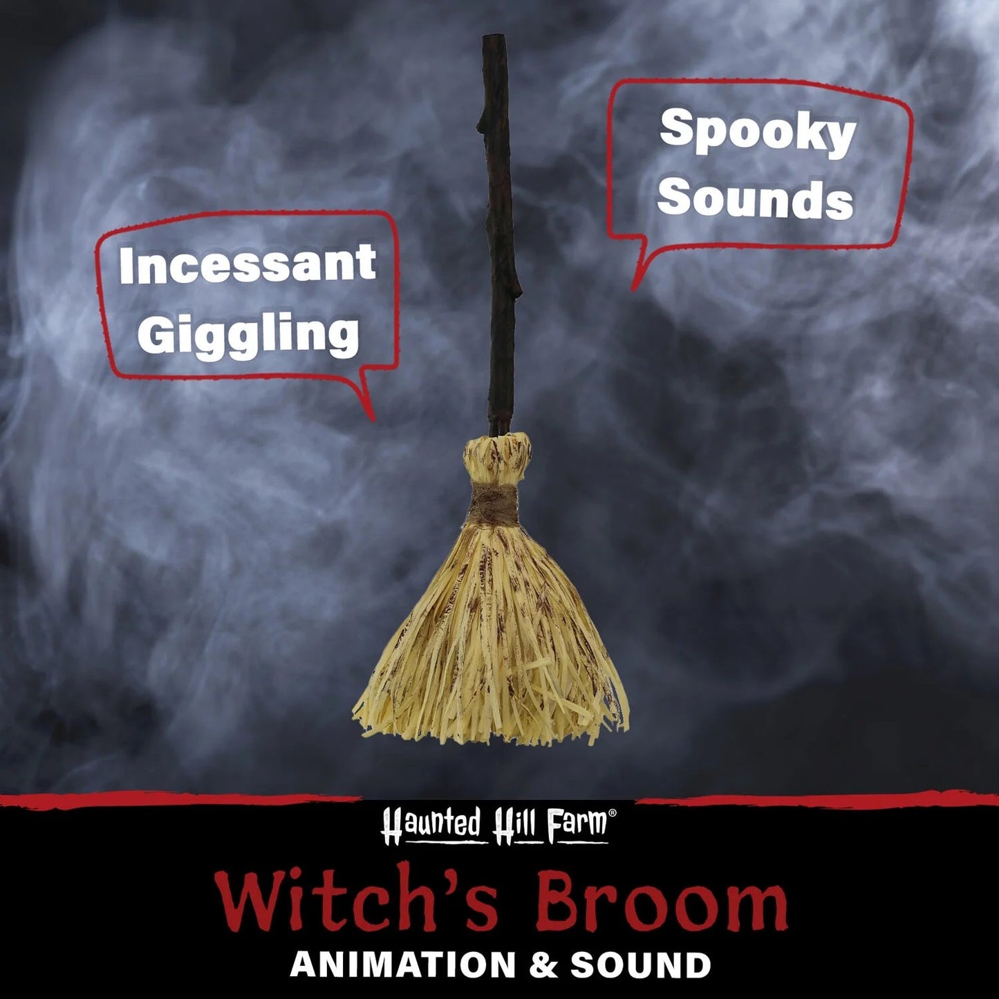 🧙‍♀️Halloween Witch Flying Broom With Spooky Laughing For Halloween Party Decoration Gift🧹