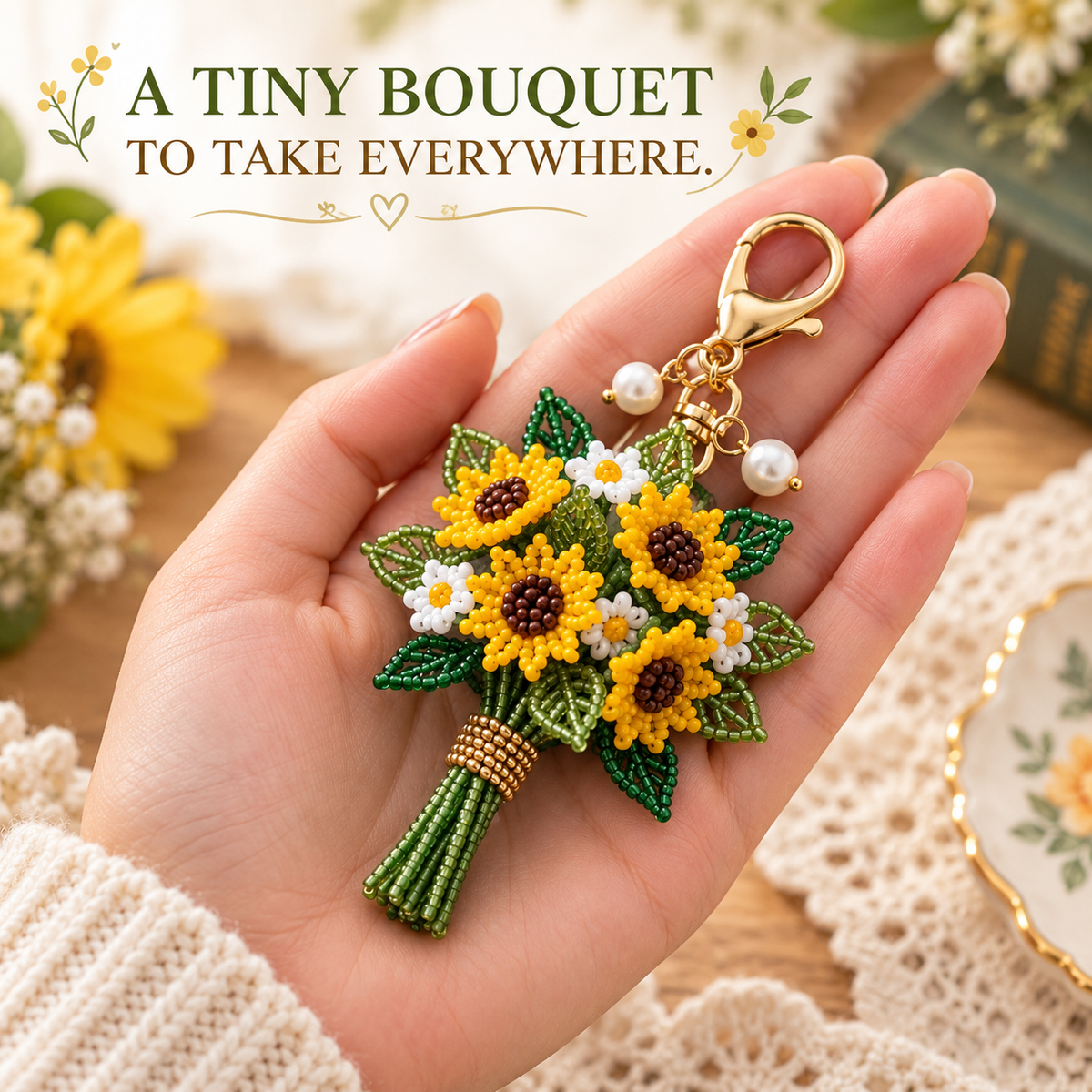 🔥 BUY 3 GET 1 FREE 🔥- 💐DIY Beaded Bouquet Keychain Kit✨