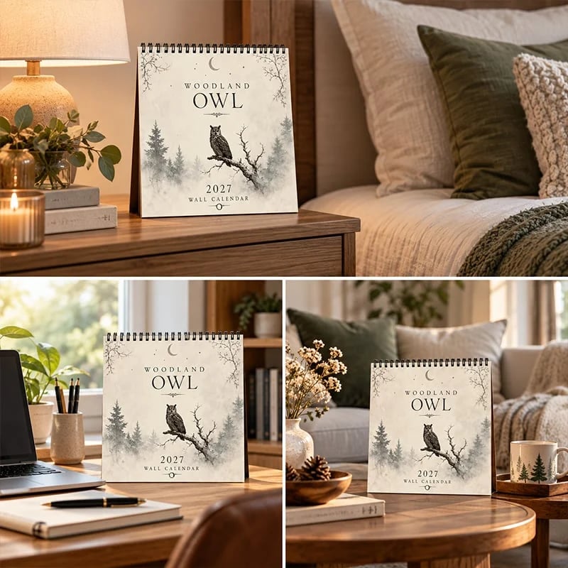 WOODLAND OWL 2027 WALL CALENDAR