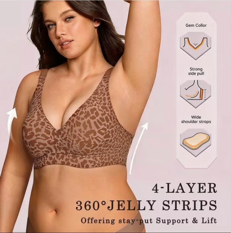 Super Firming Leopard Print Jelly Bra | Women Wirefree Bras 🔥Buy 1 Get 1 Free!