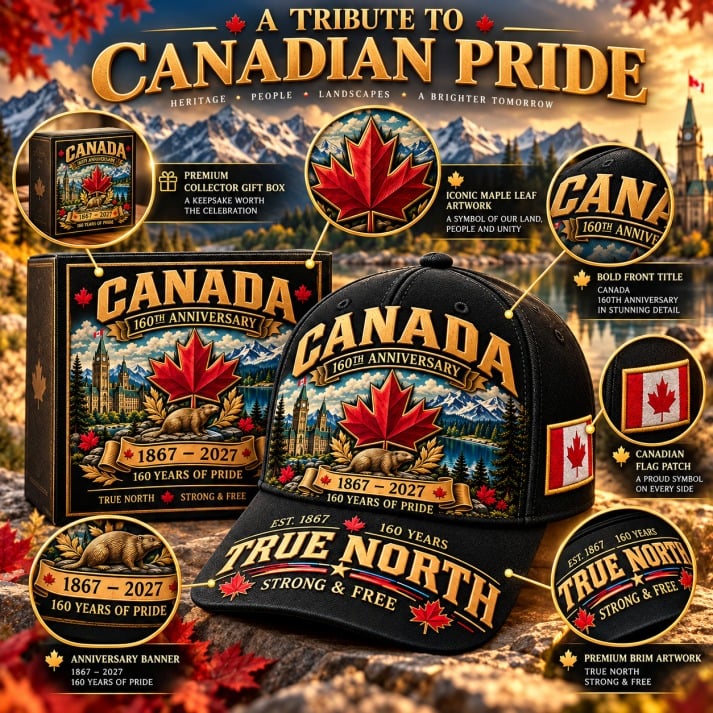 💝49% OFF - 🍁 Canada 160th Anniversary 1867–2027 – Premium Heritage Cap | Cotton-Poly Blend • Detailed Embroidery • Adjustable Fit 🇦🇺