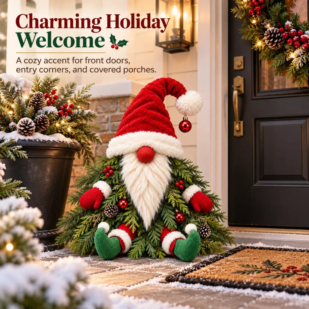 🎅 Sitting Christmas Evergreen Gnome | Woodland Holiday Decor