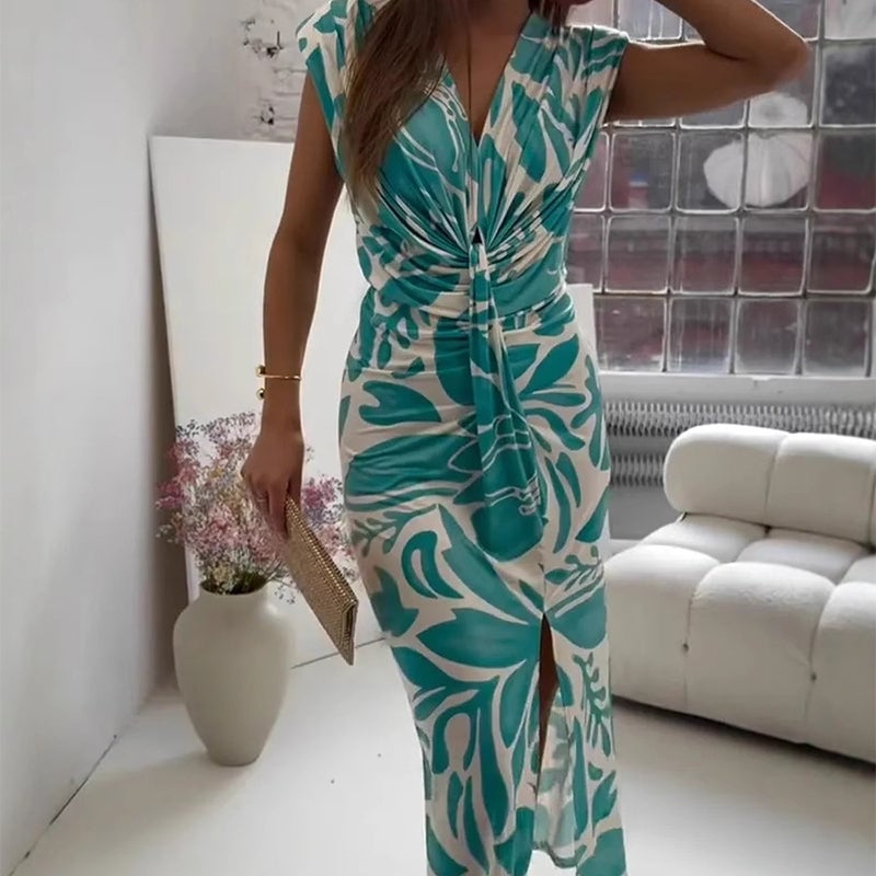 Sleeveless Printed Slit Dress(Almost Sold Out!)