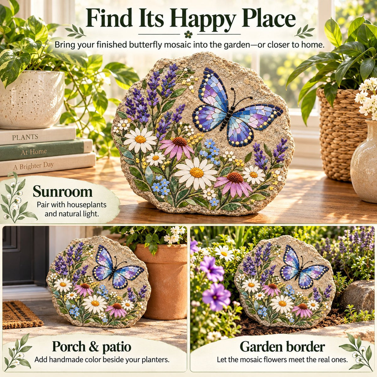 🦋 Butterfly Wildflower Mosaic DIY Kit | Complete Guided Craft Set