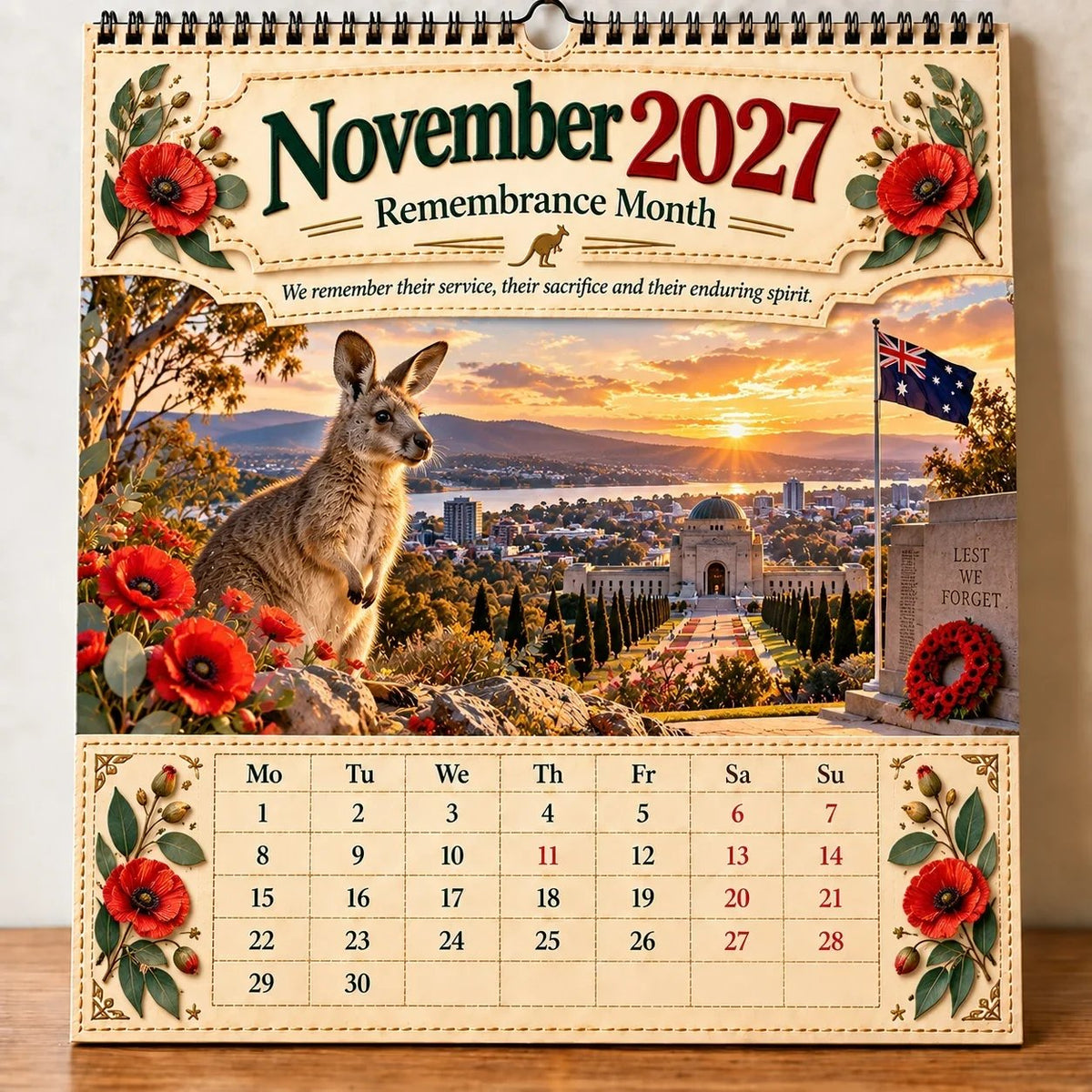 🔥🦘2027 Australia 125th Anniversary Wall Calendar 🐨