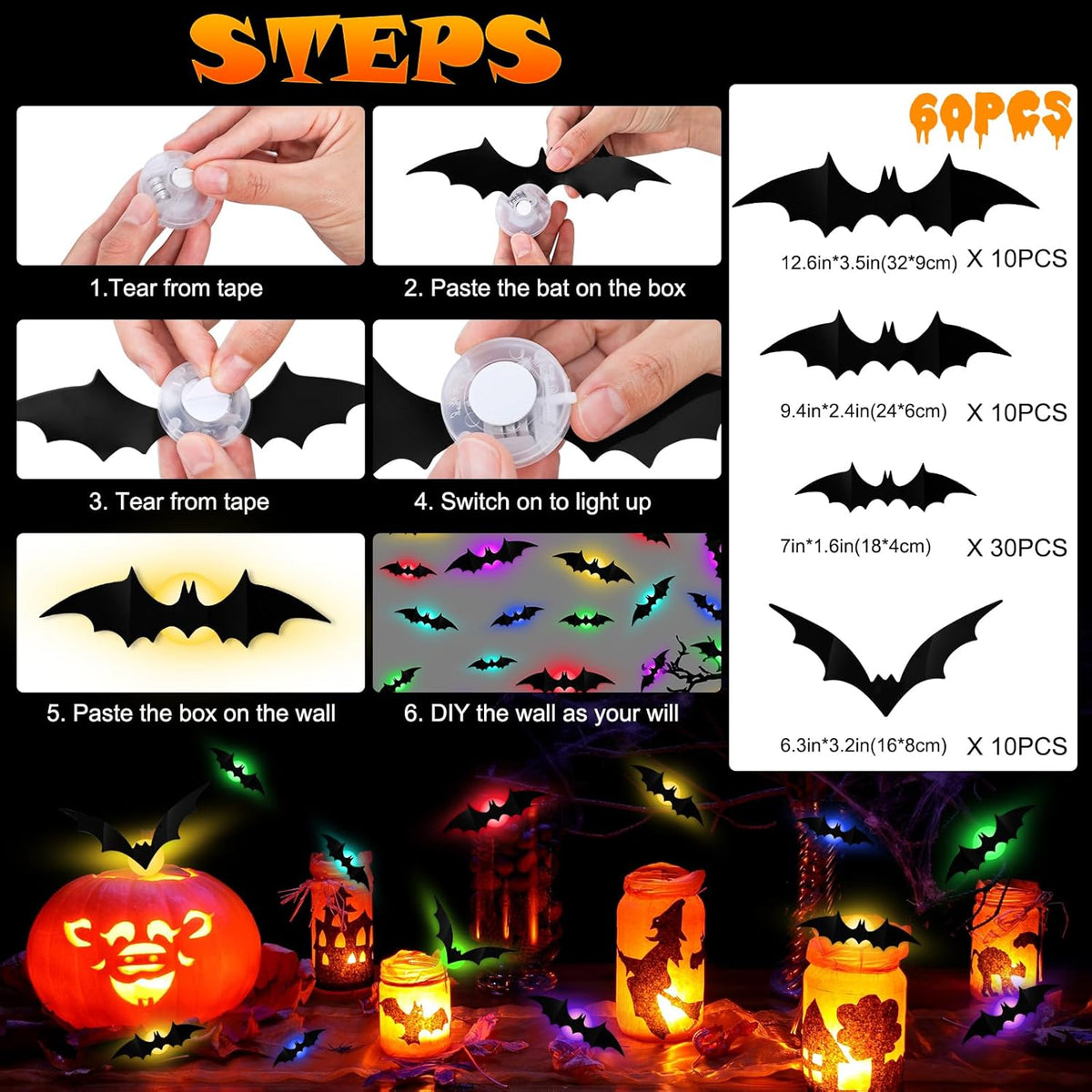 🎁3D Bat Design LED Decoration