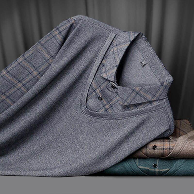 Men's Faux Two Piece Lapel Long-Sleeve Tops - Buy two and get free shipping!