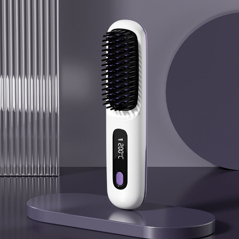 2-in-1 USB-Rechargeable Heated Hair Straightening Brush