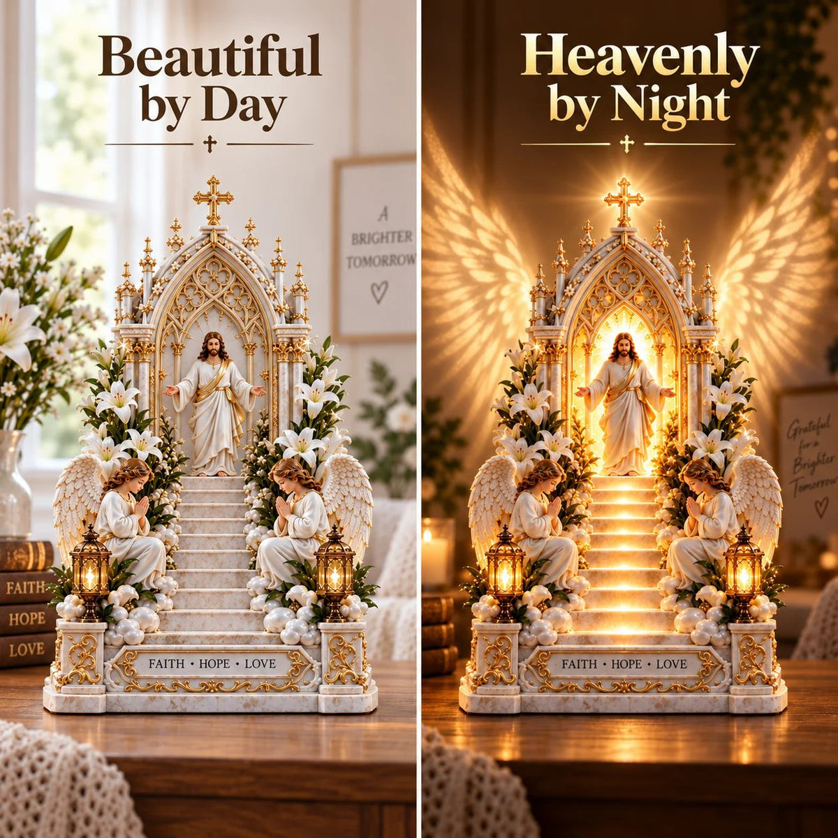 ✨ ✝️Heaven Opens™ – Step-by-Step Illuminated Jesus Stairway | Faith, Hope & Love