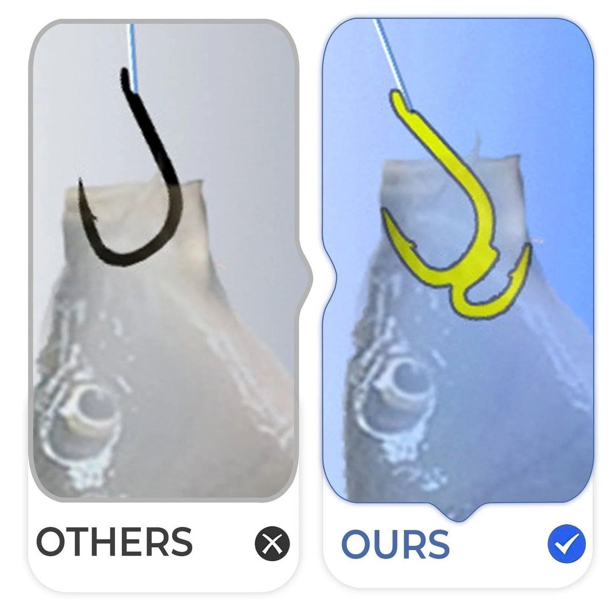 🎣  Classic and sharp double fishing hooks — High carbon steel with needle tip