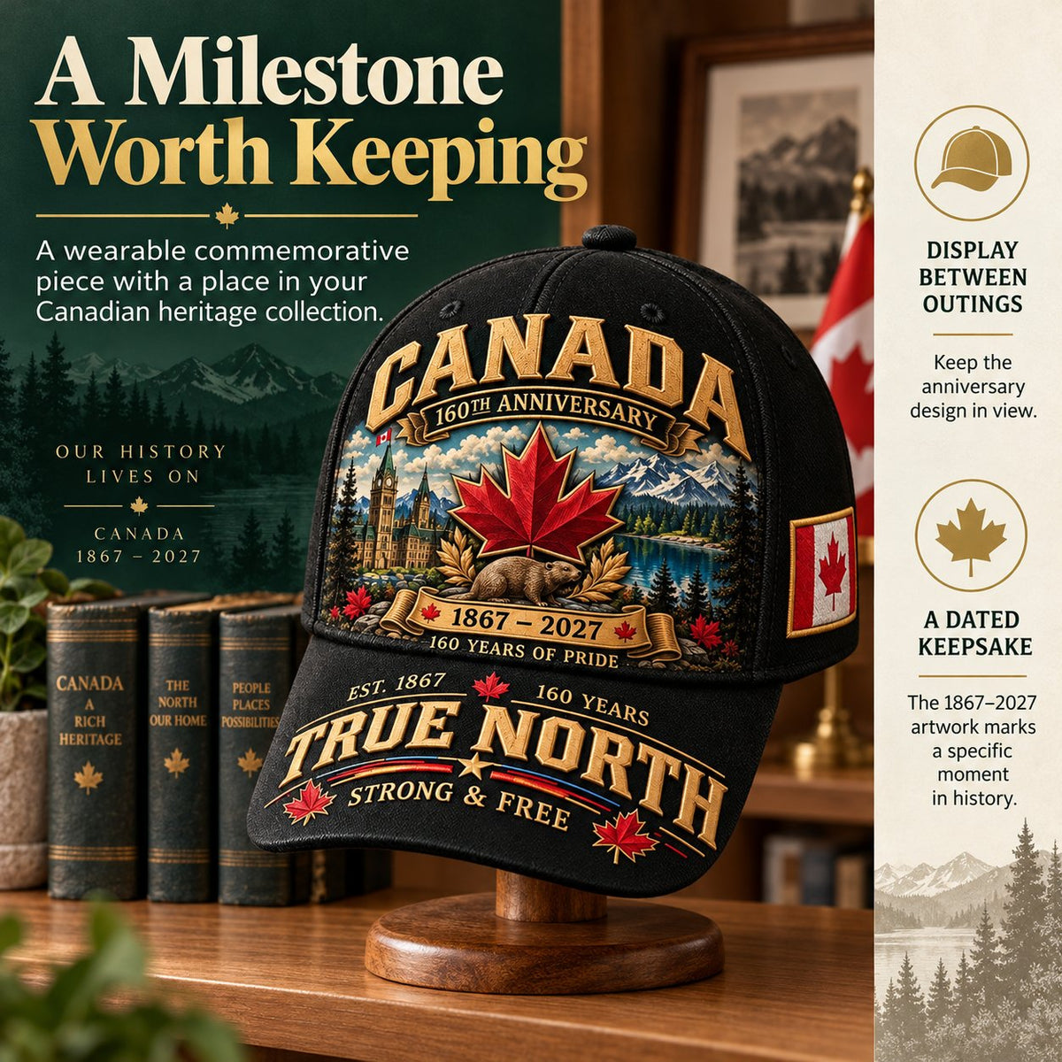 💝49% OFF - 🍁 Canada 160th Anniversary 1867–2027 – Premium Heritage Cap | Cotton-Poly Blend • Detailed Embroidery • Adjustable Fit 🇦🇺