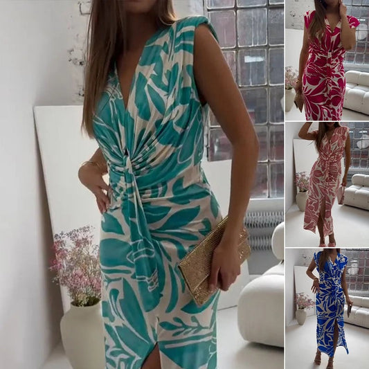 Sleeveless Printed Slit Dress(Almost Sold Out!)