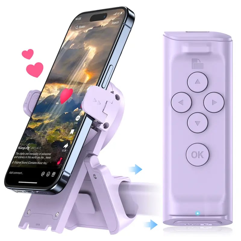 📱 Bluetooth Remote Control for TikTok Scrolling: Wireless Page Turner & Camera Shutter for Video Recording – Hands-Free Cellphone Accessory for iOS & Android
