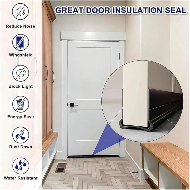 Triple Seal Under Door Draft Stopper – Self-Adhesive Door Bottom Seal for Noise Reduction, Energy Saving & Bug Blocking