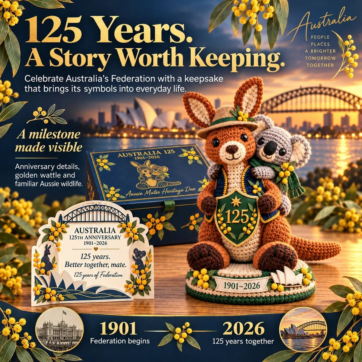 ⏳ Last Day 49% OFF – 🇦🇺 Australia 125th Anniversary Crochet Keepsake | Intricate 3D Crochet Work • Gift-Ready Box 🎁
