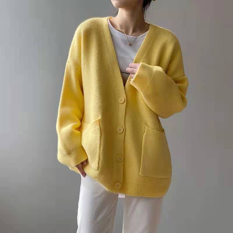 Slouchy Knitted Cardigan With Pockets