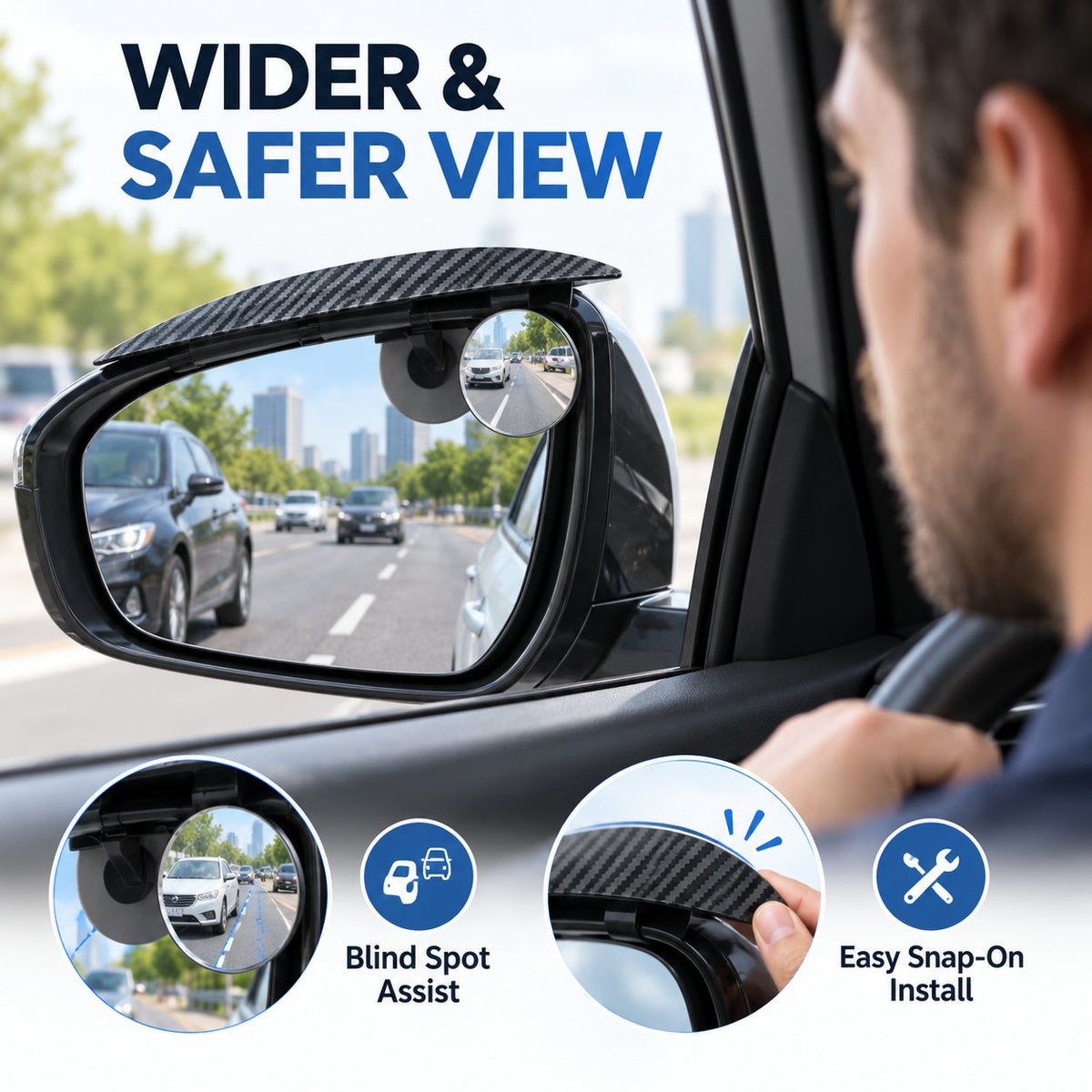 Snap-On Mirror Rain Visors