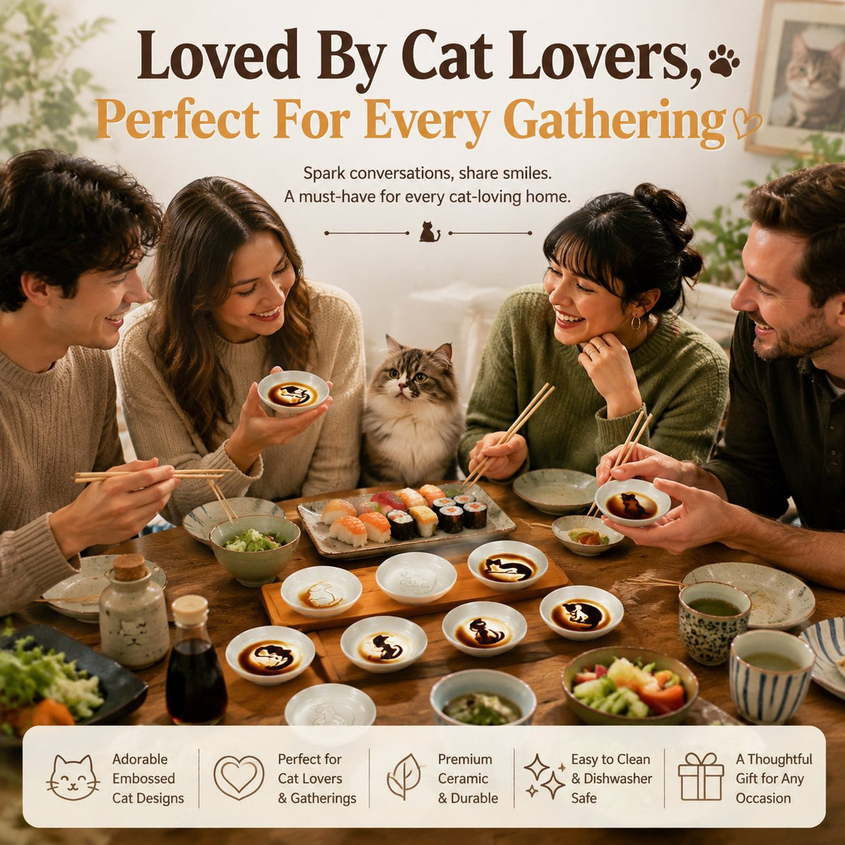 Cute Cat Embossed Soy Sauce Dish