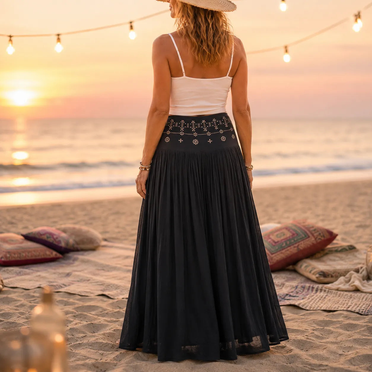 👗Women's High-Waisted Linen A-Line Beach Skirt👠
