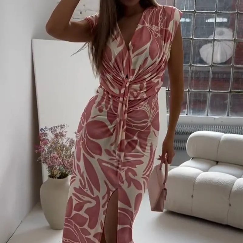Sleeveless Printed Slit Dress(Almost Sold Out!)